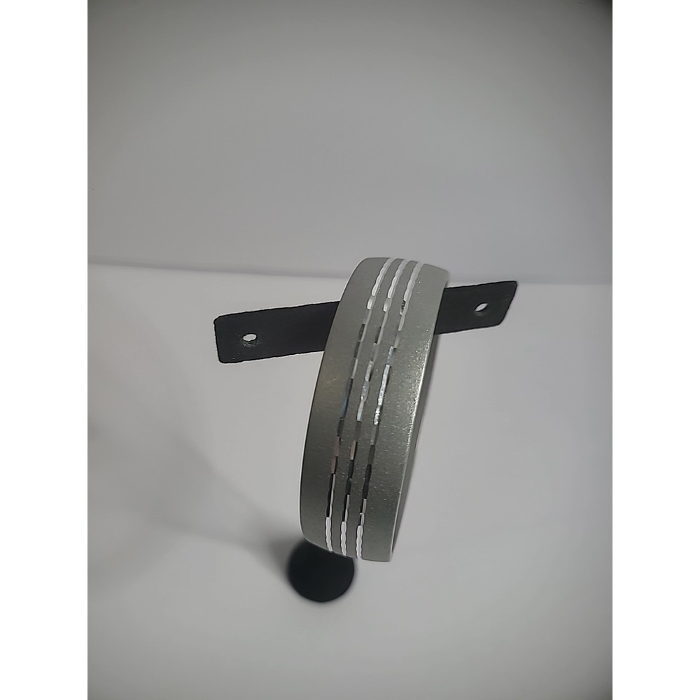 Vintage Silver Tone Bangle Bracelet Silver Tone Inlay Jewelry Costume